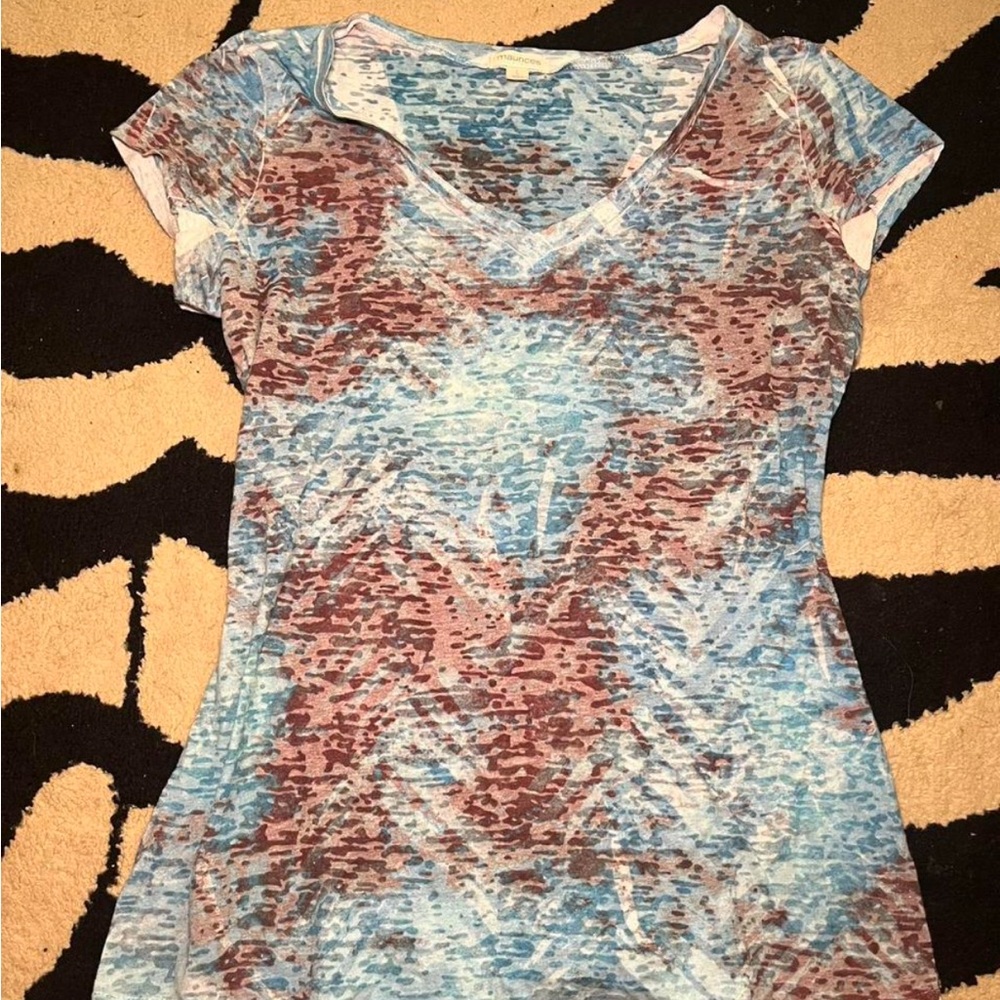 brown and teal top